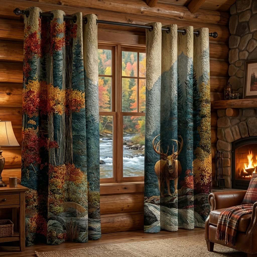 Forest Serenity Quilted Curtains NCU0QQ227