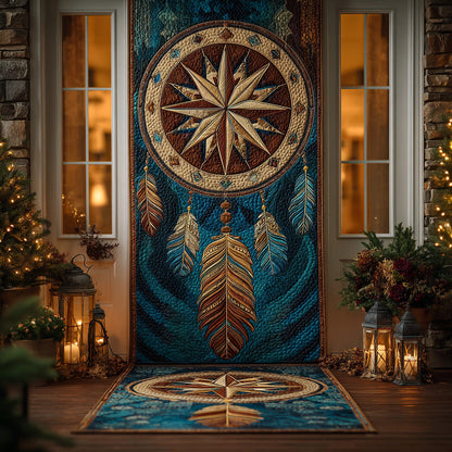 Freedom Feather Star Quilted Door Cover NCU0DH598