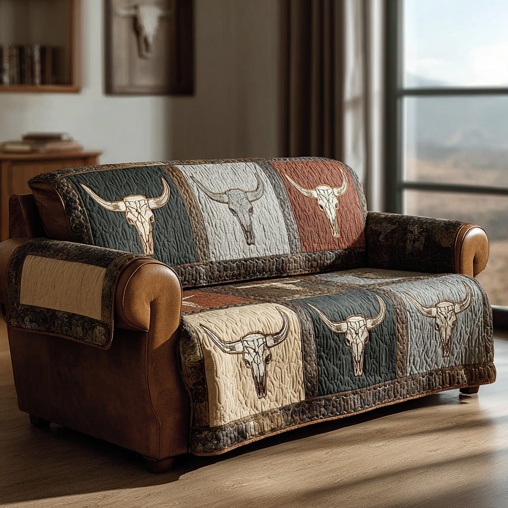 Frontier Longhorn Quilted Sofa Cover NCU0DH581