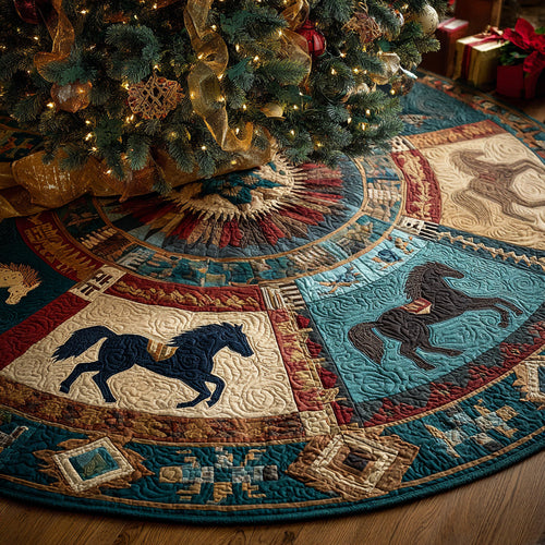 Frontier Spirit Horse Christmas Quilted Tree Skirt NCU0DH563