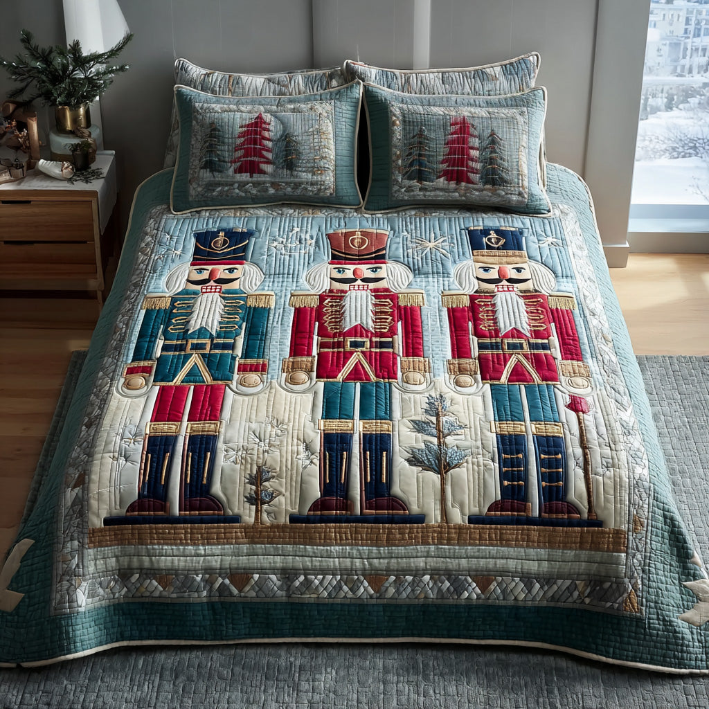 Frosted Nutcracker 3-Piece Quilted Bedding Set NCU0DH520