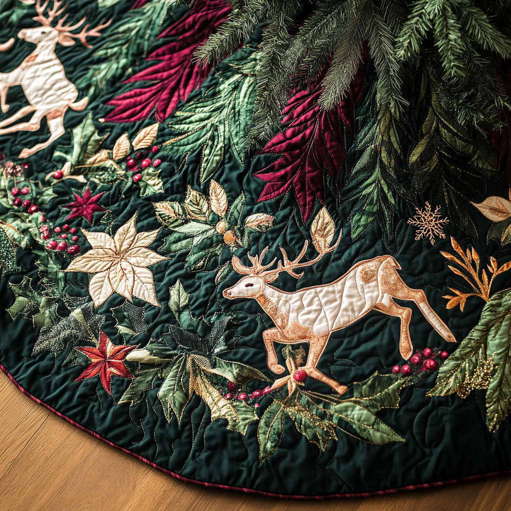 Frosted Pines Quilted Christmas Tree Skirt NCU0VH419