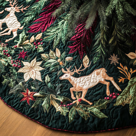 Frosted Pines Quilted Christmas Tree Skirt NCU0VH419