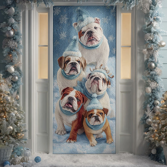 Frosty Bulldog Wonderland Quilted Door Cover NCU0DH416