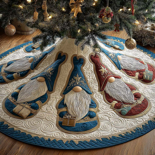 Frosty Gnome Christmas Quilted Tree Skirt NCU0QQ154