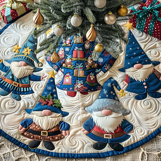Frosty Gnome Magic Christmas Quilted Tree Skirt NCU0DV1515