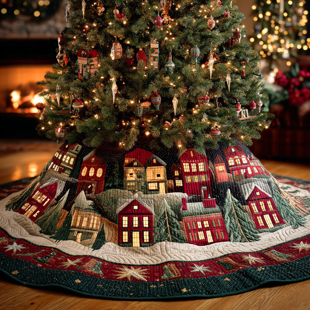 Frozen Valley Lights Christmas Quilted Tree Skirt NCU0NTD810