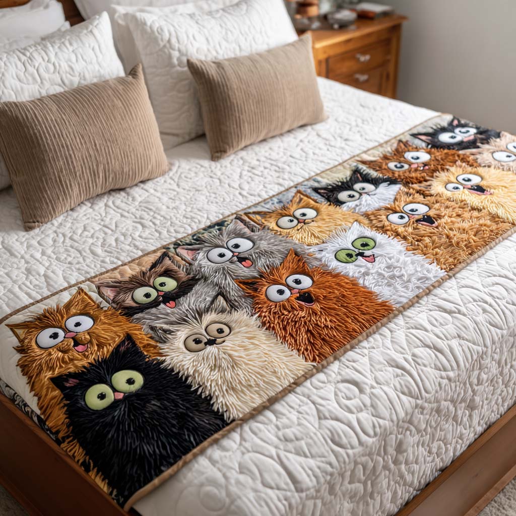 Funny Cats Quilted Bed Runner NCU0NT9937