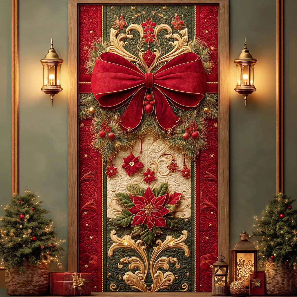 Giant Christmas Bow Quilted Door Cover NCU0HT055