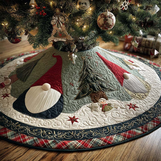 Gnome Forest Christmas Quilted Tree Skirt NCU0QQ155