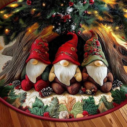 Gnome Friends Christmas Quilted Tree Skirt NCU0HT128