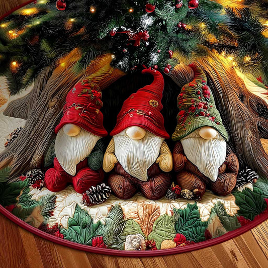 Gnome Friends Christmas Quilted Tree Skirt NCU0HT128
