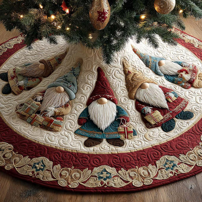 Gnome Gift Christmas Quilted Tree Skirt NCU0QQ152