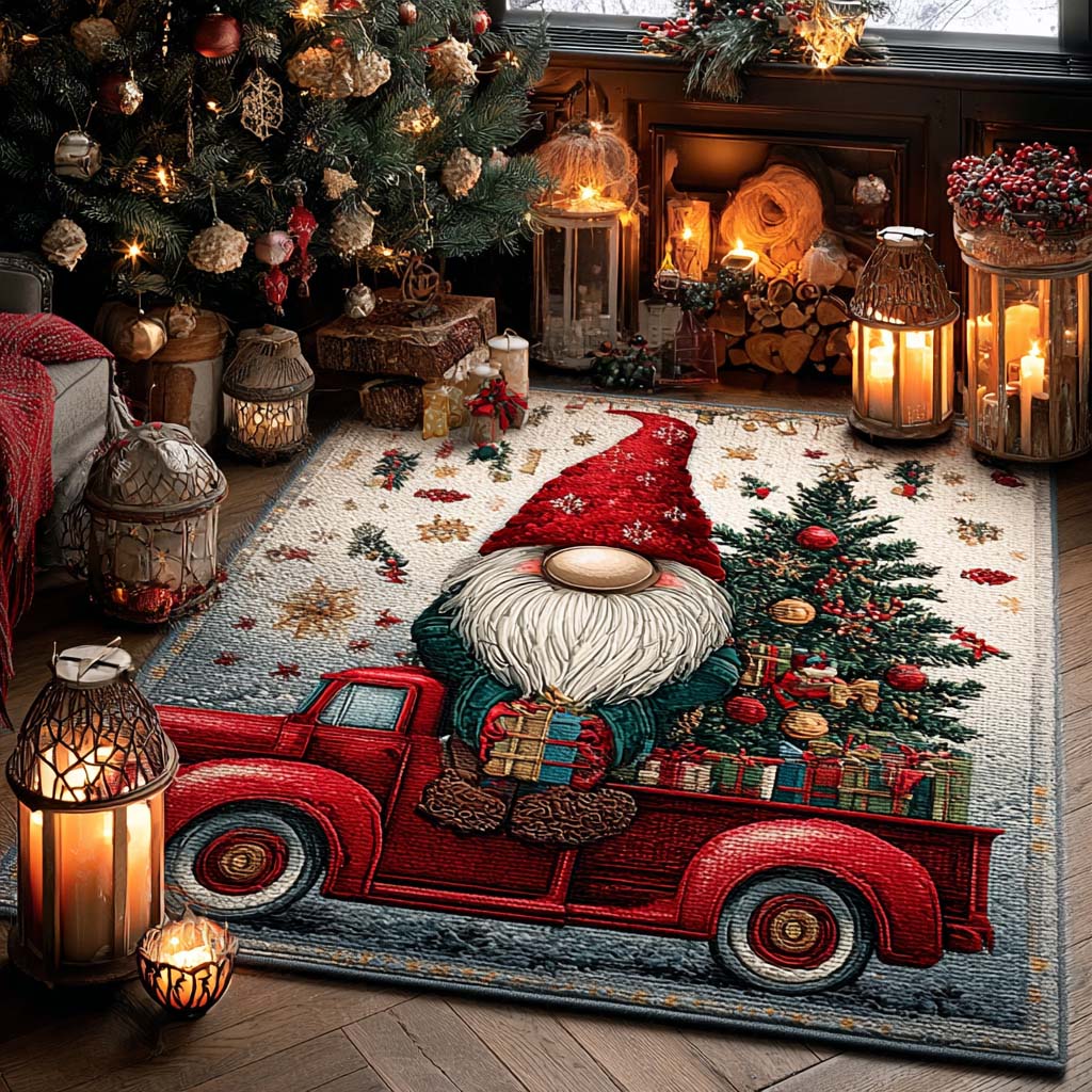 Gnome Holiday Truck Area Rug NCU0QQ123