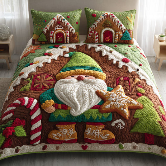 Gnome Holiday Warmth 3-Piece Quilted Bedding Set NCU0ND024