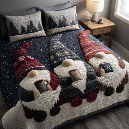 Gnome Sweet Holidays 3-Piece Quilted Bedding Set NCU0TN51