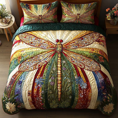 Golden Dragonfly 3-Piece Quilted Bedding Set NCU0DV2824