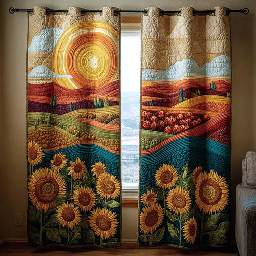 Golden Field Sunrise Quilted Curtains NCU0QQ185