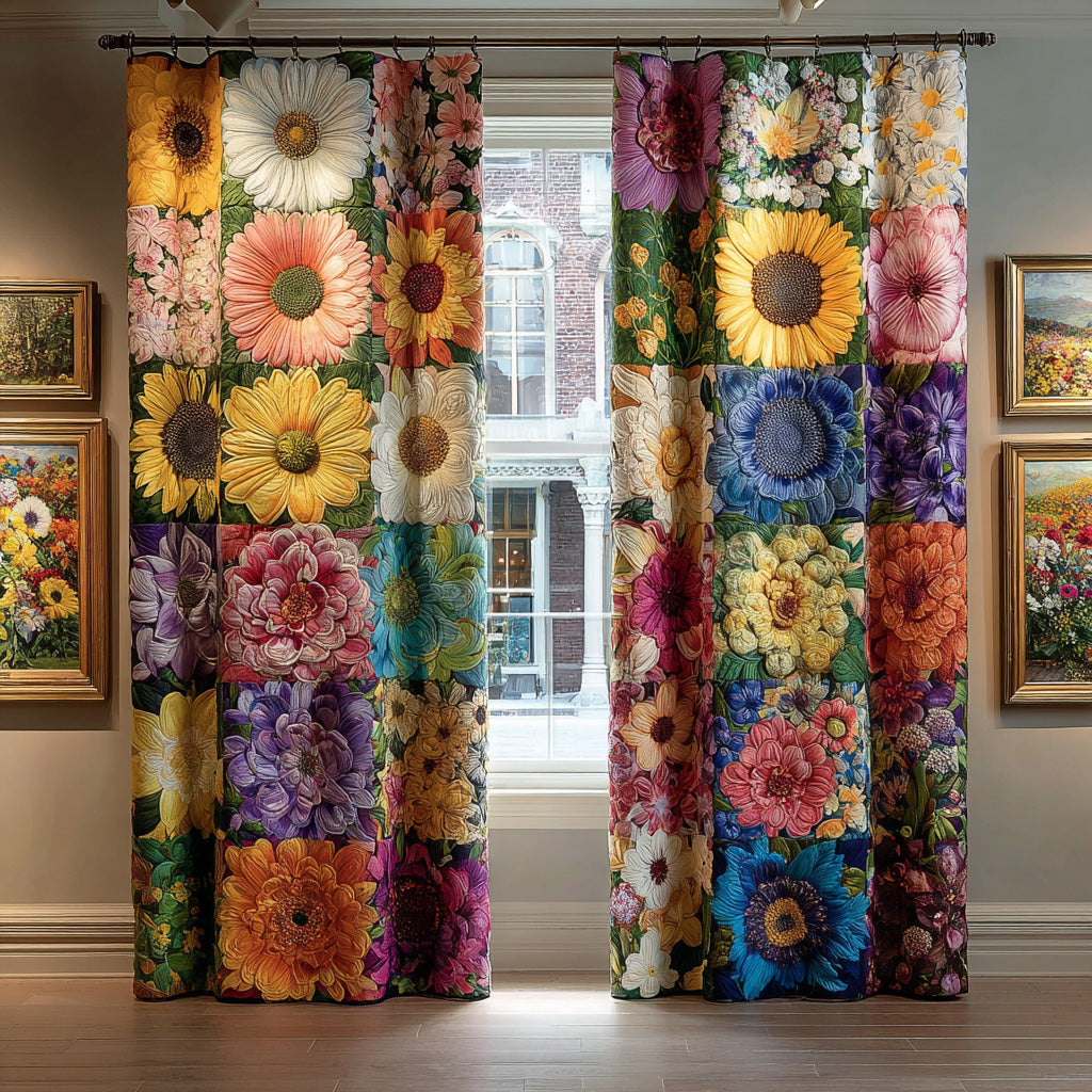 Golden Florals Quilted Curtains NCU0DH693