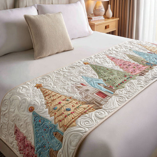 Golden Garland Tree Quilted Bed Runner NCU0PT9111