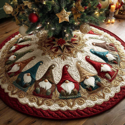 Golden Gnome Christmas Quilted Tree Skirt NCU0QQ153