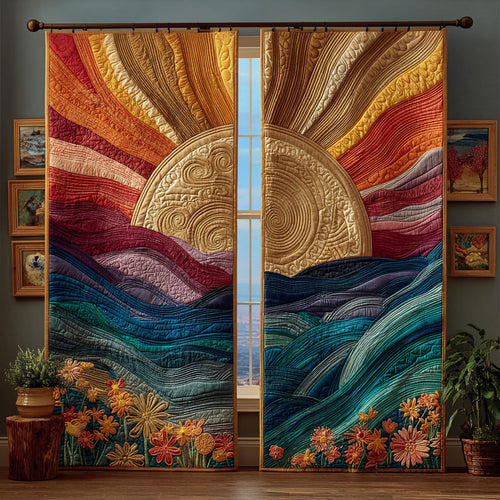 Golden Horizon Bloom Quilted Curtains NCU0DH645