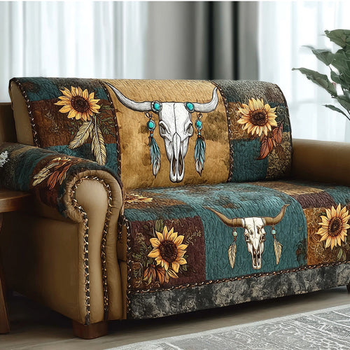 Golden Meadow Longhorn Quilted Sofa Cover NCU0DH591