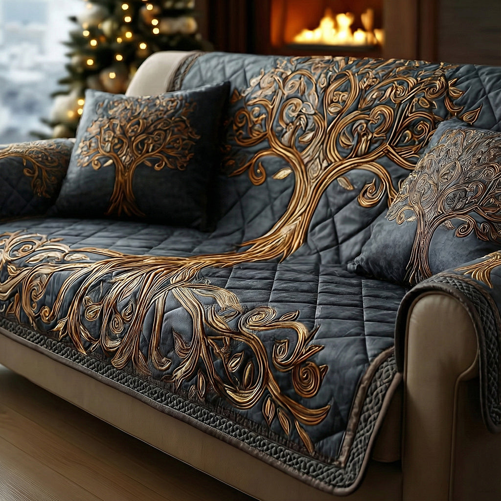 Golden Midnight Quilted Sofa Cover NCU0DH639