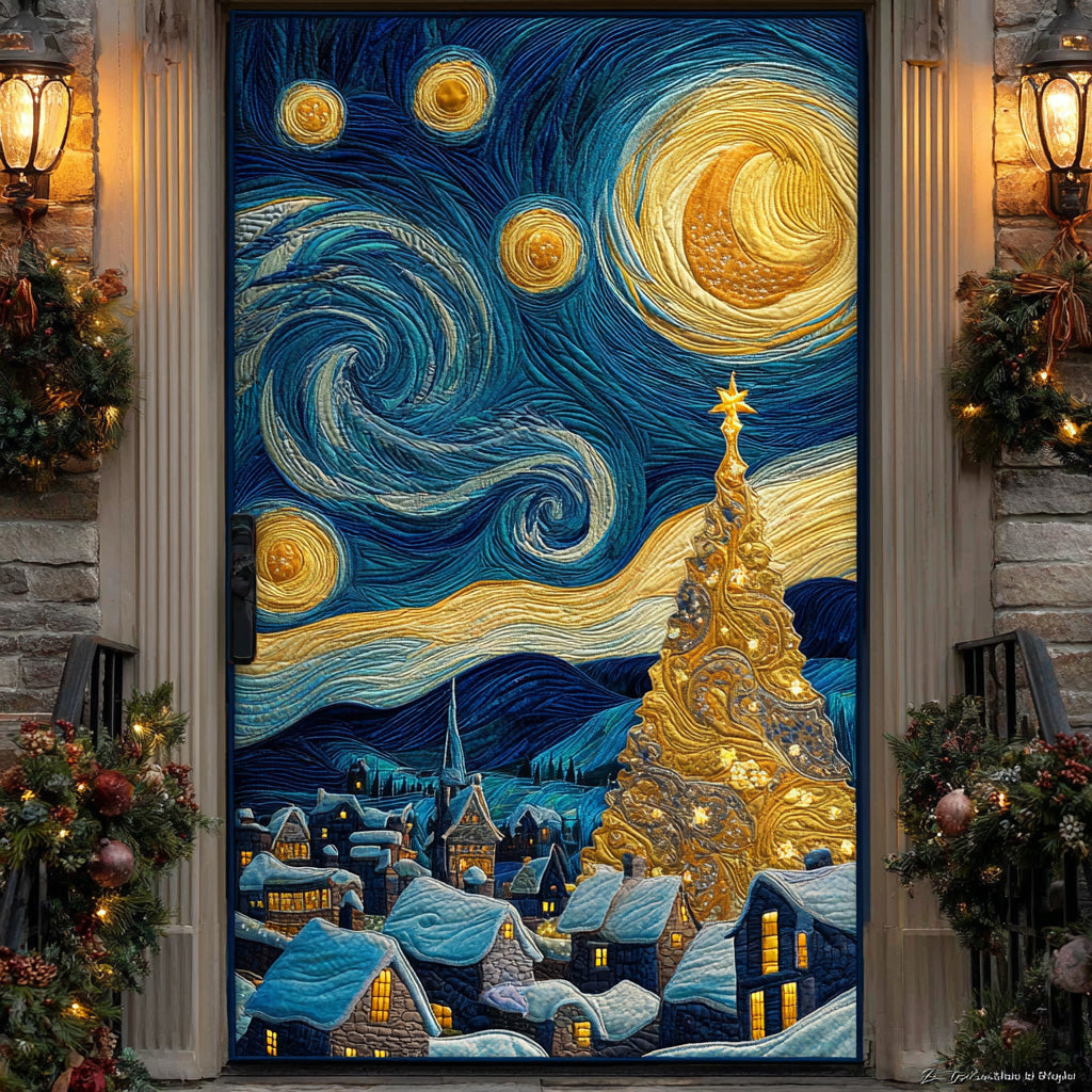 Golden Night of Christmas Quilted Door Cover NCU0DH430