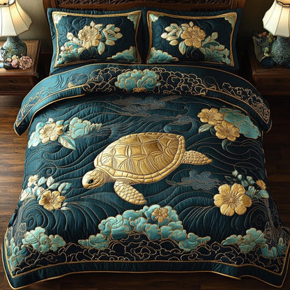 Golden Serenity 3-Piece Quilted Bedding Set NCU0DH344