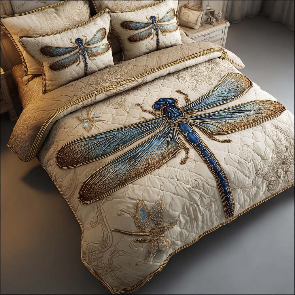 Golden Serenity 3-Piece Quilted Bedding Set NCU0QQ054