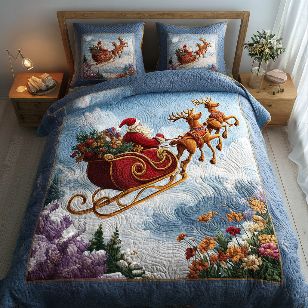 Golden Sleigh 3-Piece Quilted Bedding Set NCU0DH387