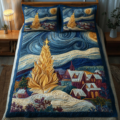 Golden Starry 3-Piece Quilted Bedding Set NCU0DH434