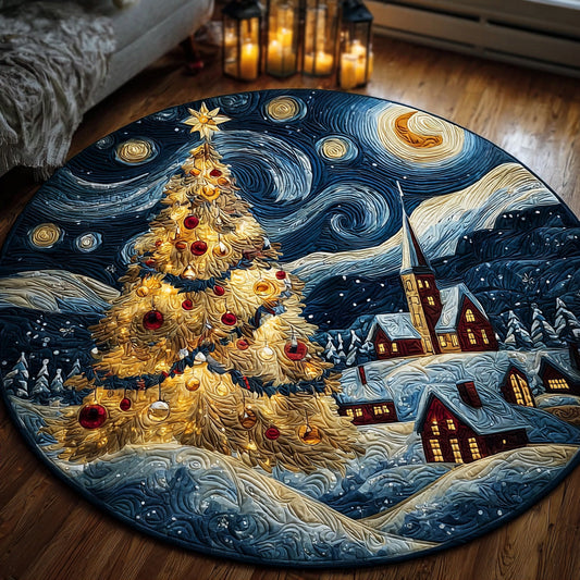 Golden Starry Quilted Round Mat NCU0DH463