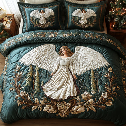 Golden Tidings 3-Piece Quilted Bedding Set NCU0DV2295