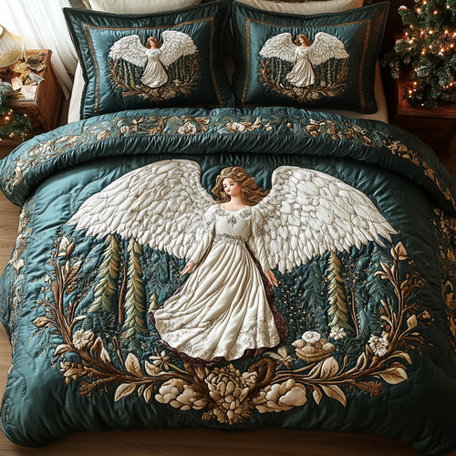 Golden Tidings 3-Piece Quilted Bedding Set NCU0DV2295