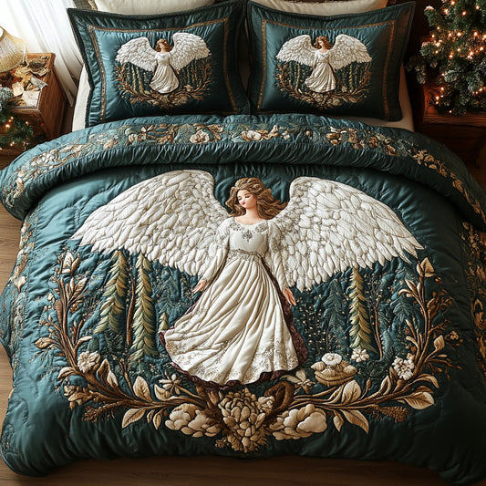 Golden Tidings 3-Piece Quilted Bedding Set NCU0DV2295