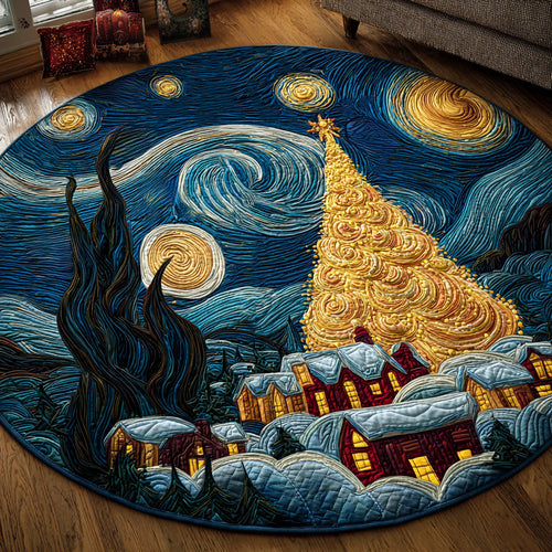 Golden Village Night Quilted Round Mat NCU0DH467