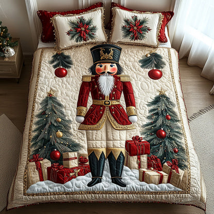 Grand Christmas Nutcracker King 3-Piece Quilted Bedding Set NCU0DH516