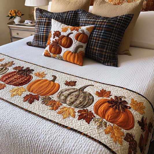 Harvest Pumpkin Lane Quilted Bed Runner NCU0NT8572