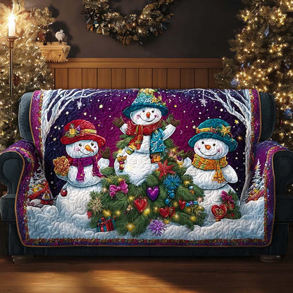 Heartlight Snowmen Quilted Sofa Cover NCU0QQ115