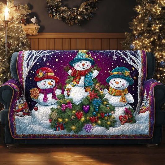 Heartlight Snowmen Quilted Sofa Cover NCU0QQ115