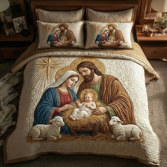 Heavenly Nativity 3-Piece Quilted Bedding Set NCU0DH621