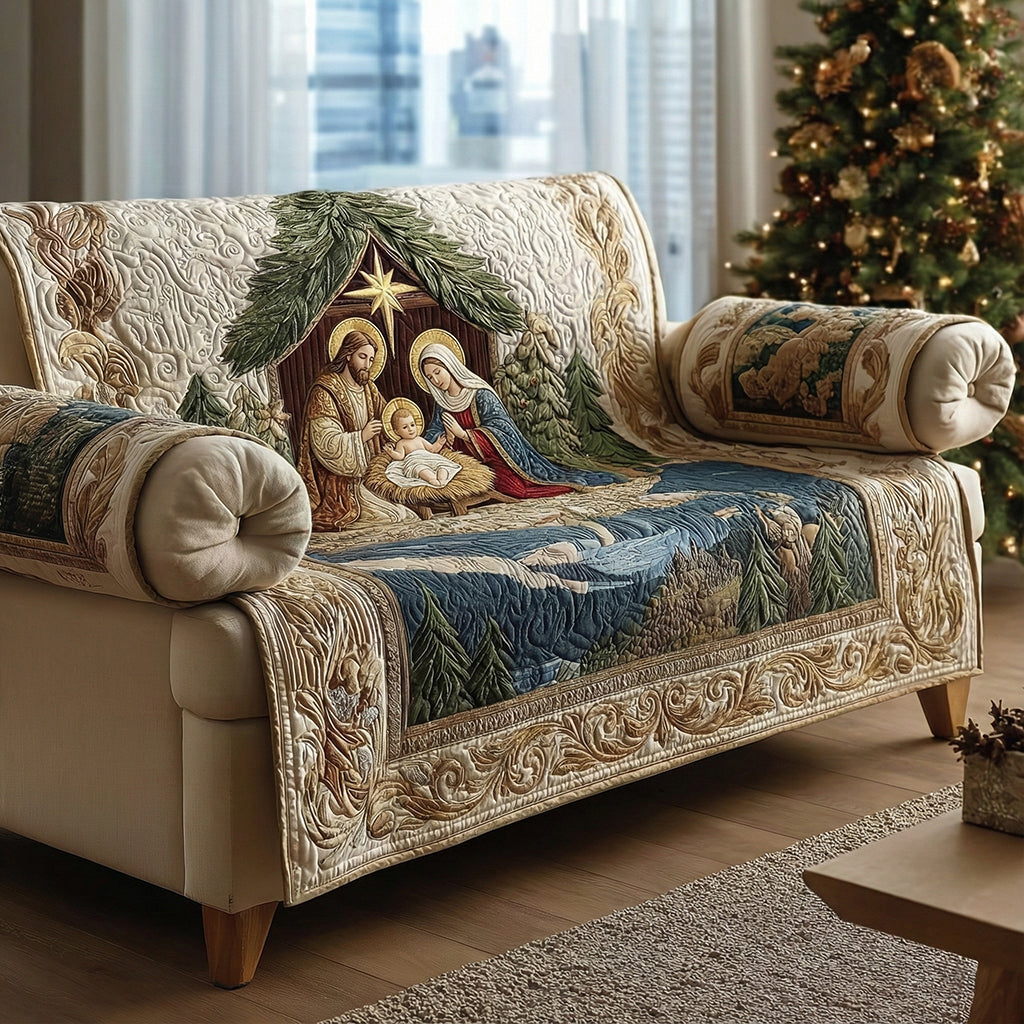 Heavenly Night Nativity Quilted Sofa Cover NCU0DH628
