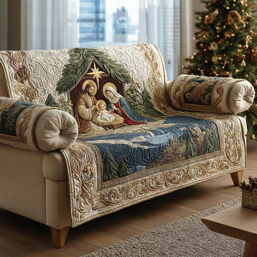 Heavenly Night Nativity Quilted Sofa Cover NCU0DH628