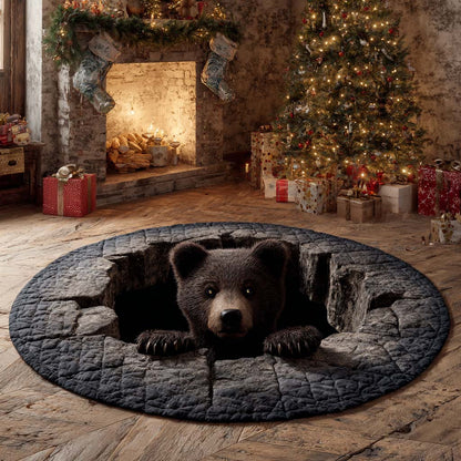 Holiday Bear Quilted Round Mat NCU0XD1083
