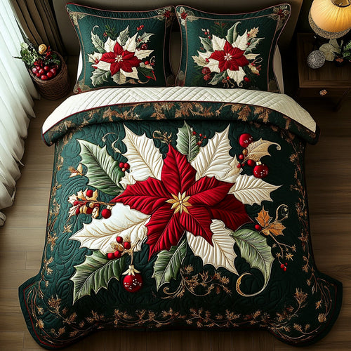 Holiday Bloom 3-Piece Quilted Bedding Set NCU0DV1803