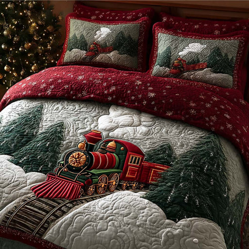 Holiday Express Quilt 3-Piece Quilted Bedding Set NCU0QQ043
