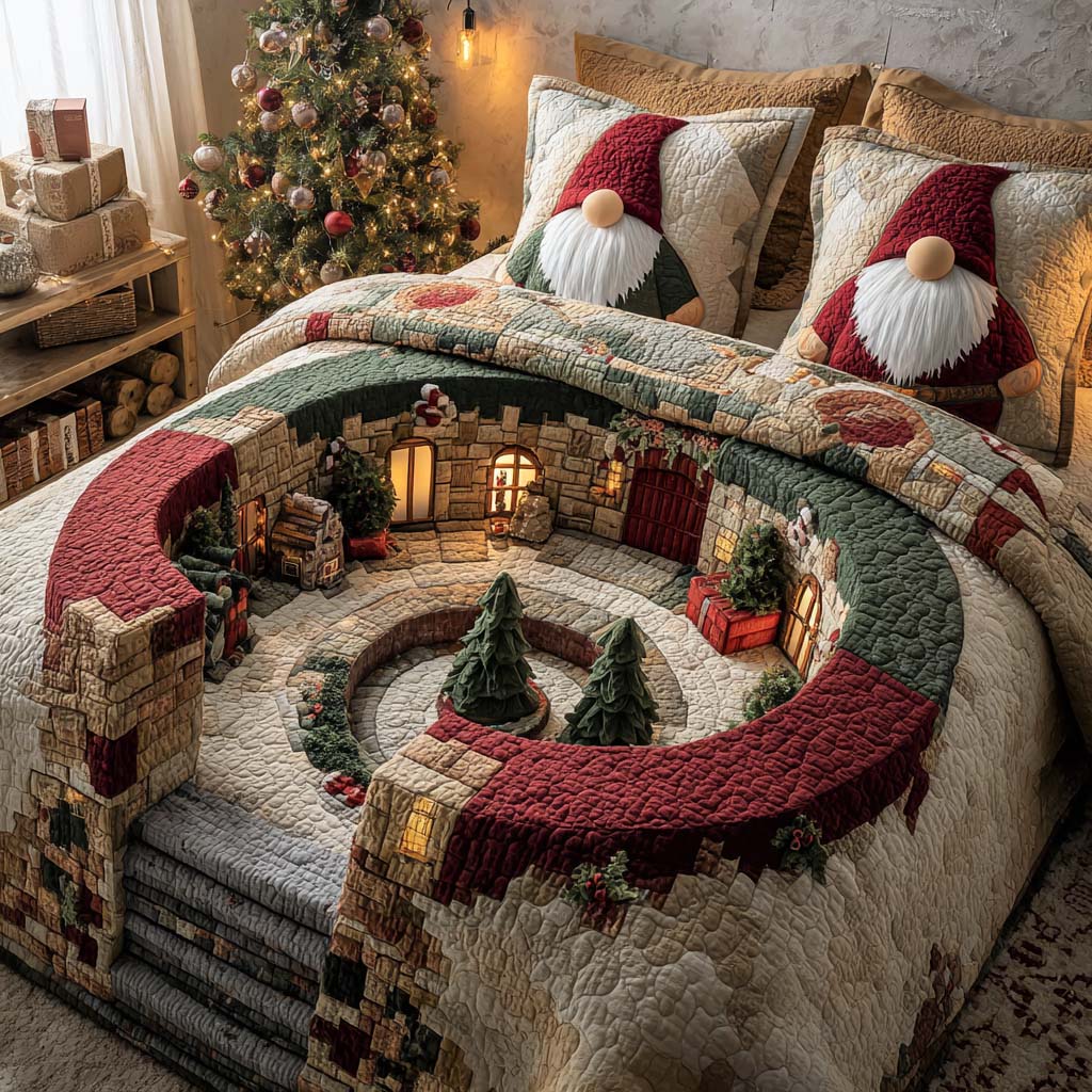 Holiday Gnome 3-Piece Quilted Bedding Set NCU0NL253