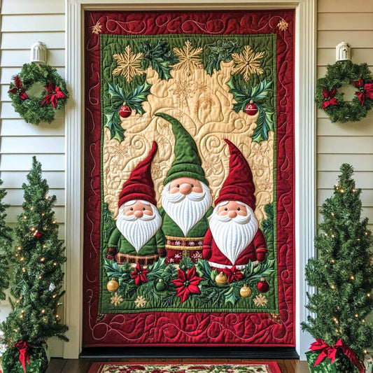 Holiday Gnome Gathering Quilted Door Cover NCU0NL078